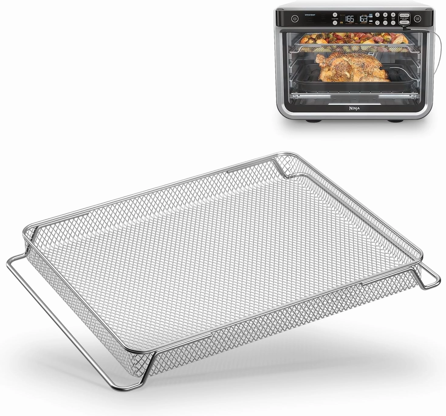 for Ninja Foodi Replacement Air Fryer Oven Basket, Original Replacement Baking Trays for NINJA DT201 DT251 Foodi Digital Air Fryer Oven, Mesh Basket, Ideal Accessories for Frying and Dehydrating