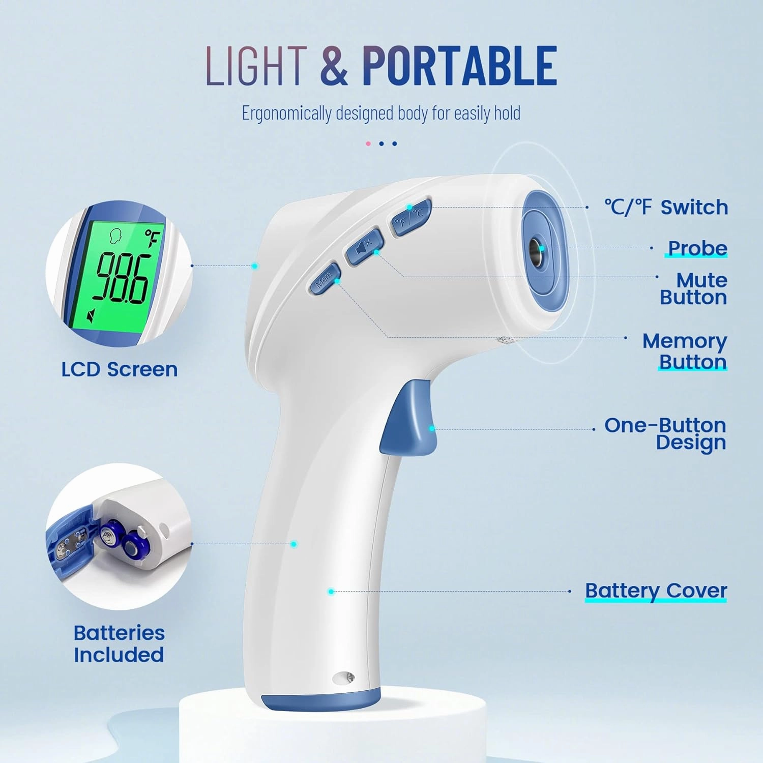 Forehead Thermometer for Adults and Kids, FSA HSA Eligible, Digital Temporal Thermometer with Fever Alarm, Fast Accurate Results, Home Medical & Nurse Essentials