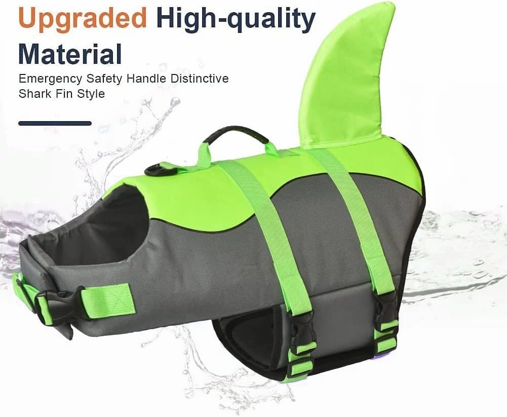 Fragralley Shark Dog Life Jacket, High Buoyancy with Tear-Resistant Nylon, Dog Float Vest for Swimming and Boating, Pet Life Preserver for Small Medium Large Dogs (PFD)