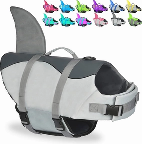 Fragralley Shark Dog Life Jacket, High Buoyancy with Tear-Resistant Nylon, Dog Float Vest for Swimming and Boating, Pet Life Preserver for Small Medium Large Dogs (PFD)