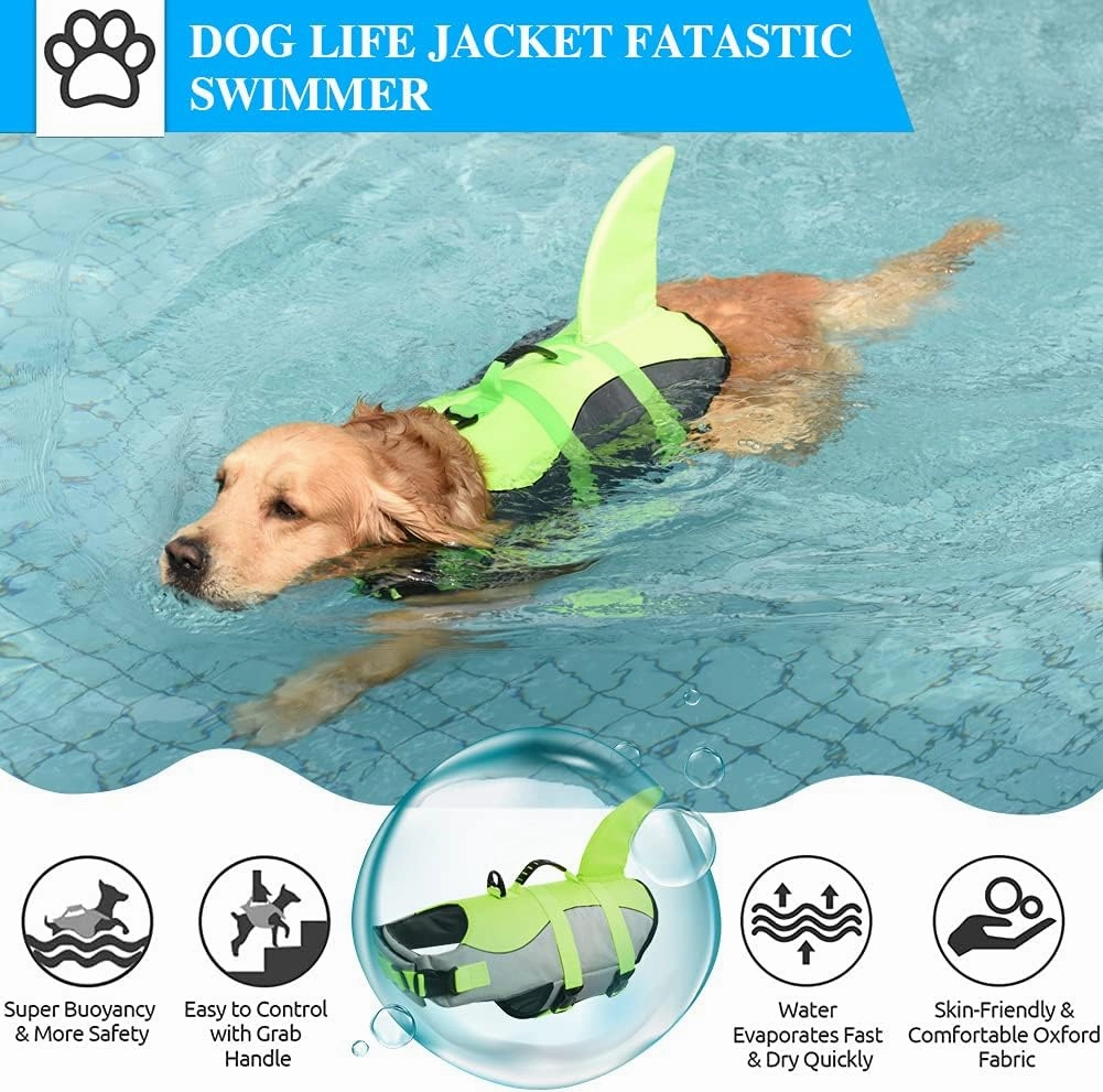 Fragralley Shark Dog Life Jacket, High Buoyancy with Tear-Resistant Nylon, Dog Float Vest for Swimming and Boating, Pet Life Preserver for Small Medium Large Dogs (PFD)