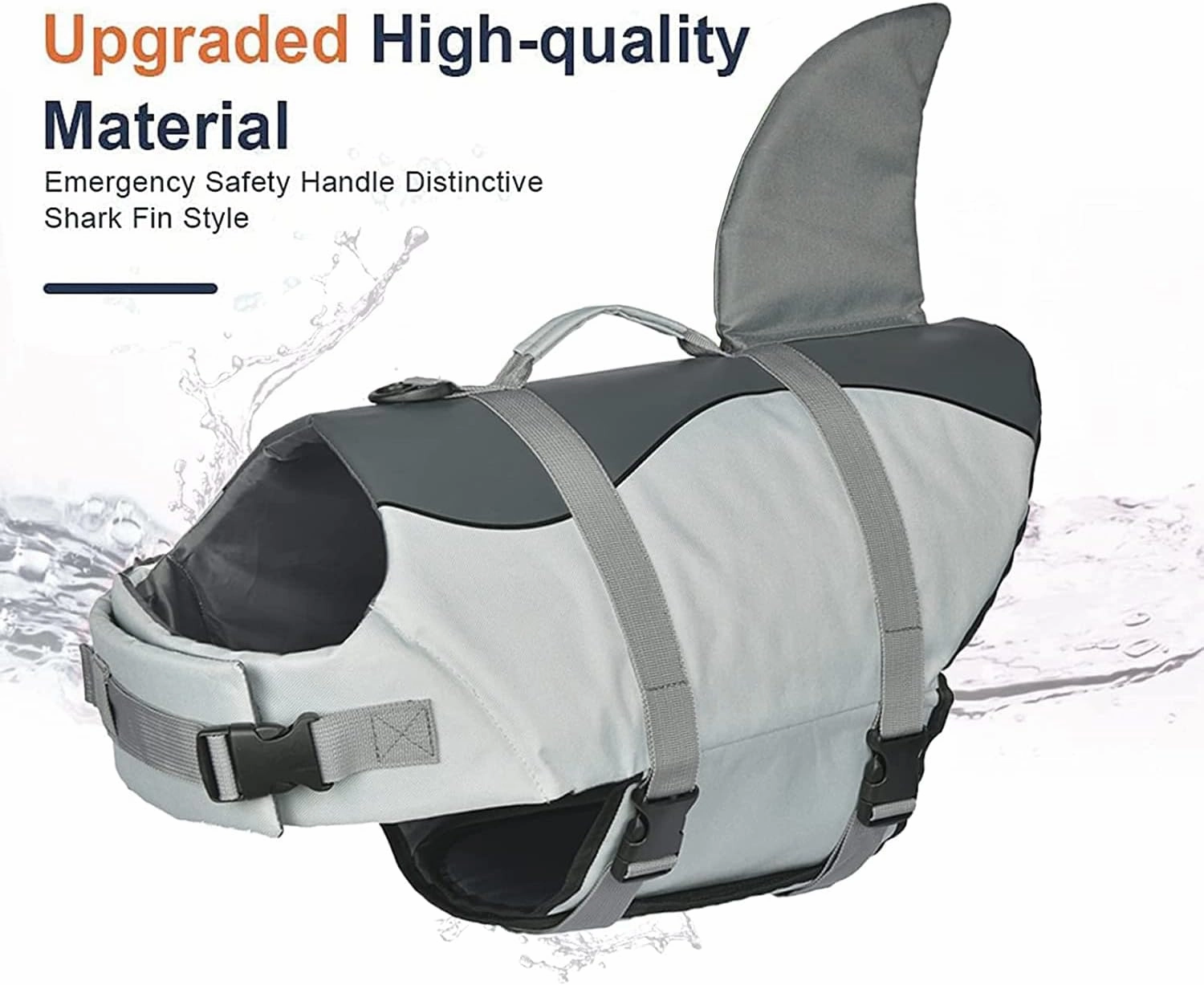 Fragralley Shark Dog Life Jacket, High Buoyancy with Tear-Resistant Nylon, Dog Float Vest for Swimming and Boating, Pet Life Preserver for Small Medium Large Dogs (PFD)
