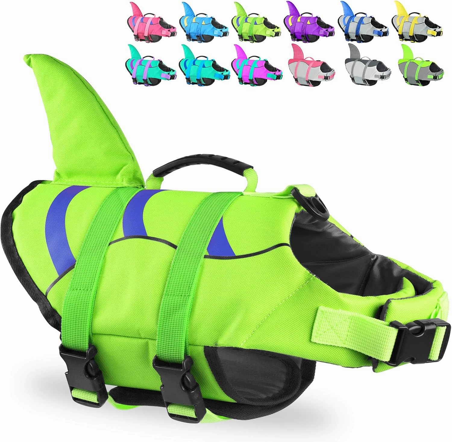 Fragralley Shark Fin Dog Life Jacket, High Buoyancy with Tear-Resistant Nylon of Dog Swim Vest, Pet Life Preserver for Small Medium Large Dogs, Puppy Float Vest for Swimming and Boating