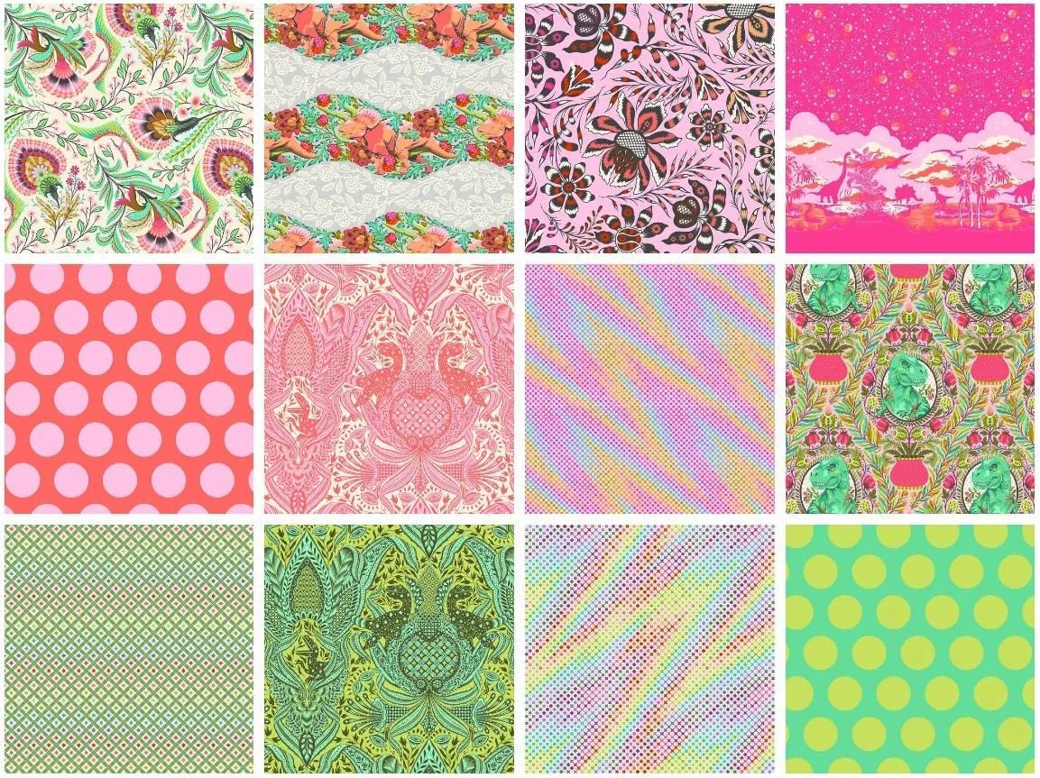 Free Spirit Roar by Tula Pink Dinosaur Eggs, Fabric by The Yard (Storm)
