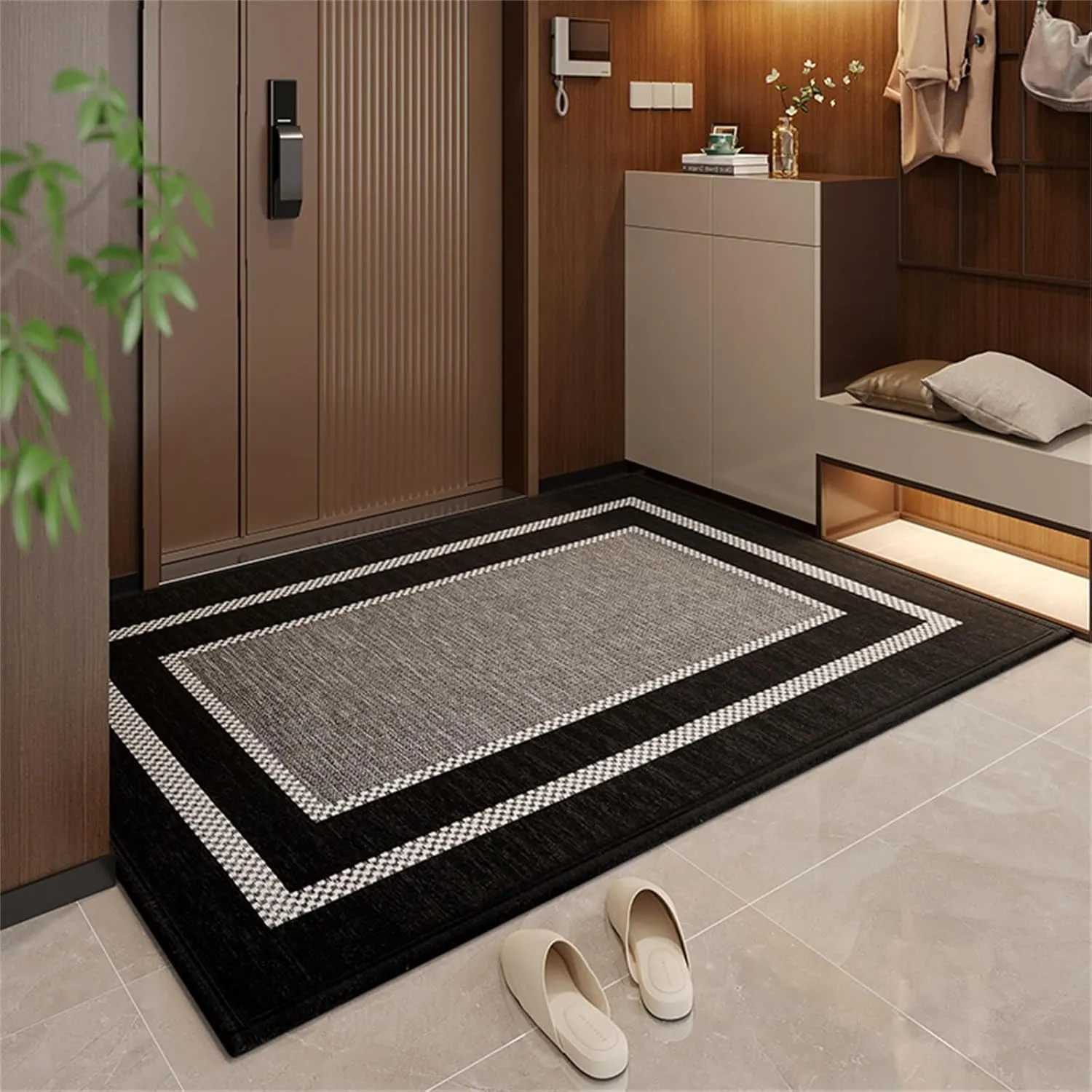 Front Door Mat Indoor Outdoor Entrance, Graphic Printing Low Profile Sturdy Natural Rubber Indoor Doormat, Waterproof All-Season, All-Weather Easy Clean Patio Porch Entryway Mat Black 36"x24"