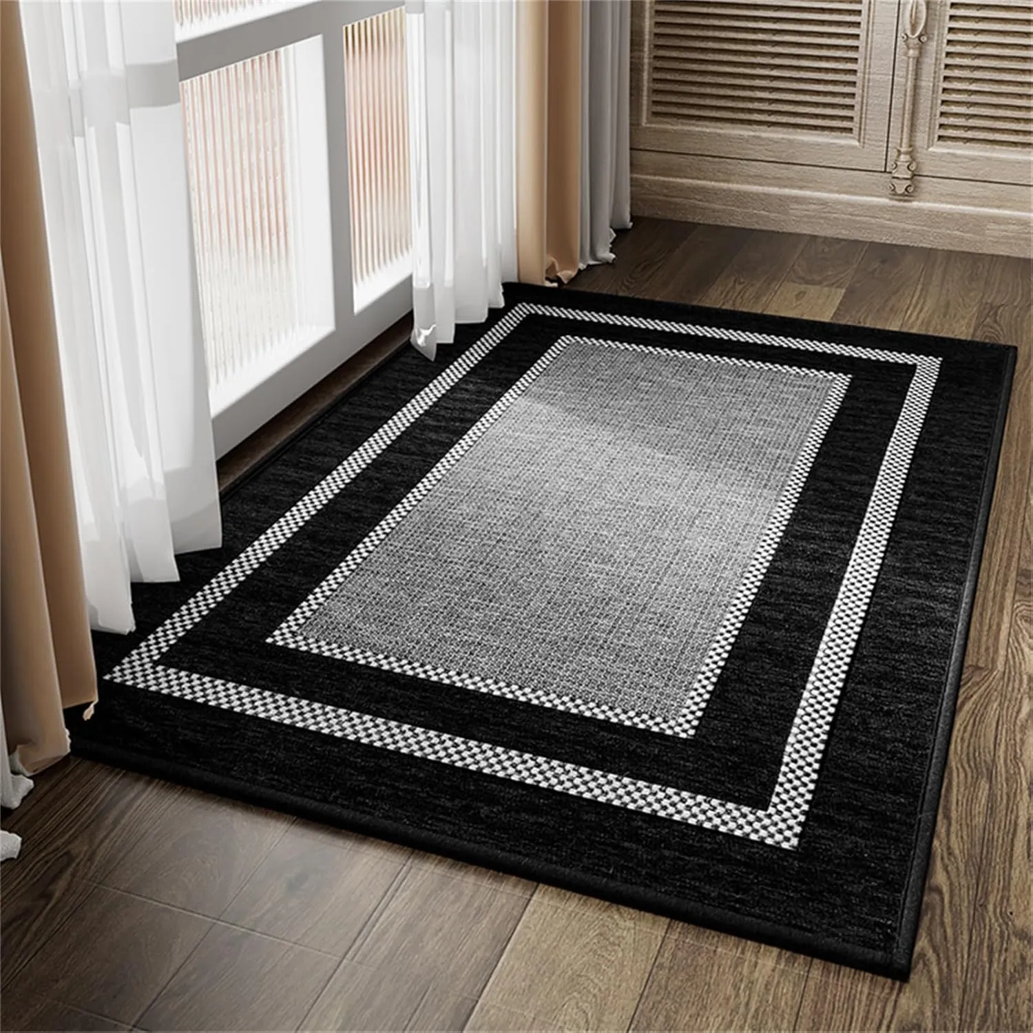 Front Door Mat Indoor Outdoor Entrance, Graphic Printing Low Profile Sturdy Natural Rubber Indoor Doormat, Waterproof All-Season, All-Weather Easy Clean Patio Porch Entryway Mat Black 36"x24"
