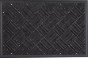 Front Door Mat Outside Entrance, Indoor Outdoor Low Profile Rubber Doormat, Waterproof Heavy Duty Patio Mat, Fade Resistant, Easy Clean All-Weather Durable, 24x35 inch Drainage Design Dark Grey
