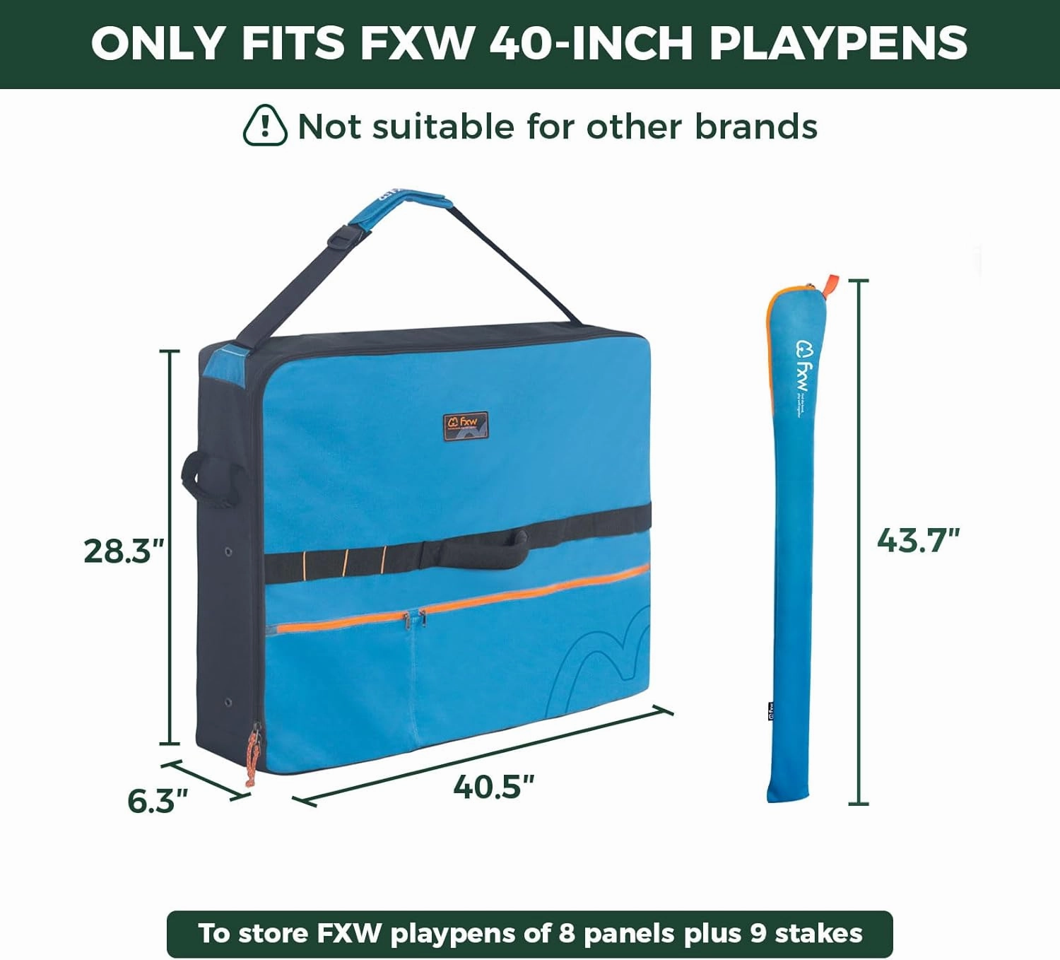 FXW Specialized Dog Playpen Storage Bag (Not Suitable for Other Brands), Designed for RV Trips, Fits 40" H 8 Panels and 9 Stakes│Patented
