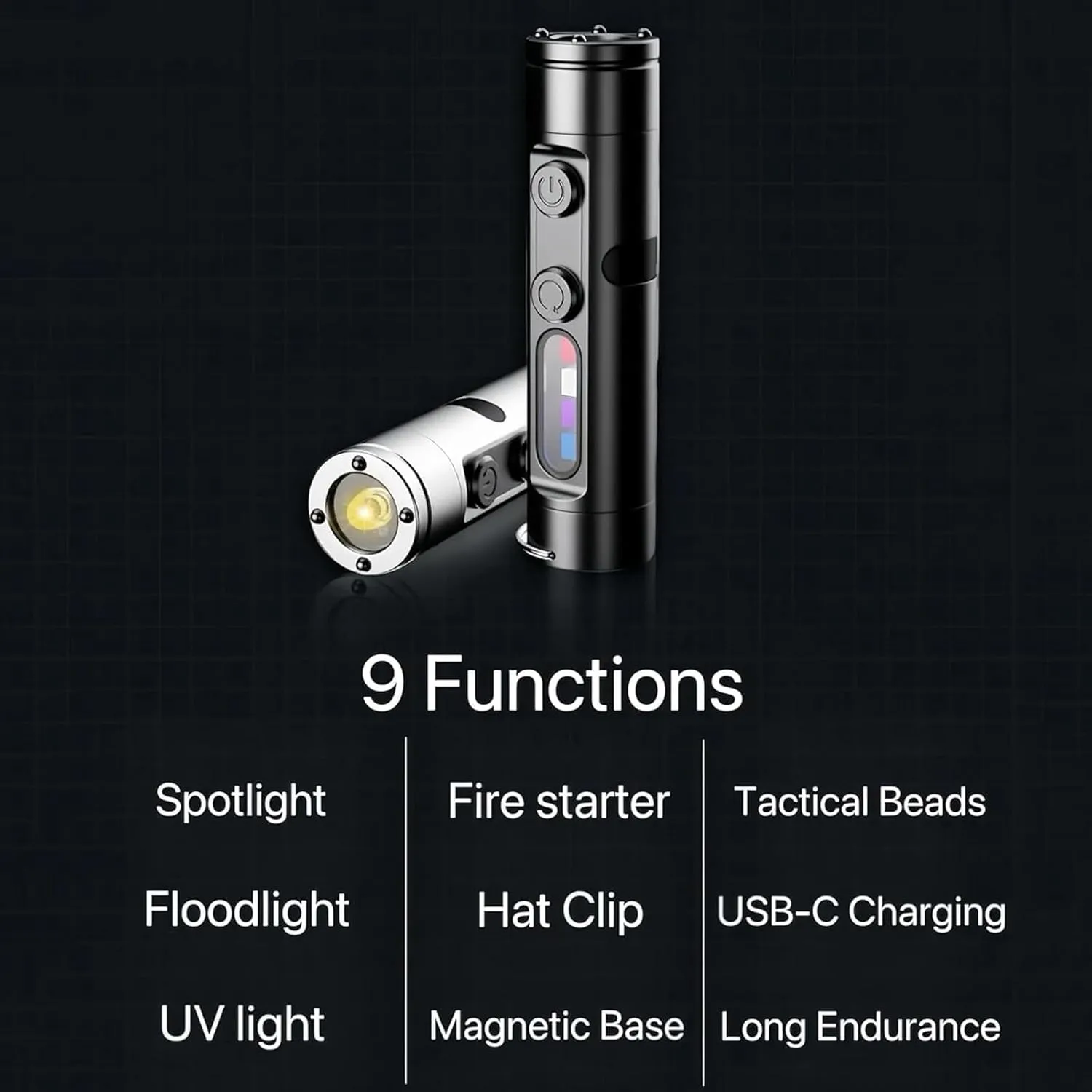 G5 EDC Flashlight, 500 Lumens Mini Rechargeable Flashlight with Magnetic Tail & Hat Clip, Waterproof Pocket Light for Camping, Hiking, Emergency & Everyday Carry(Silver)