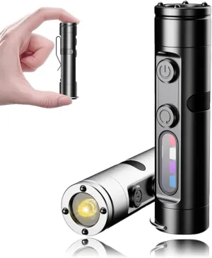 G5 EDC Flashlight, 500 Lumens Mini Rechargeable Flashlight with Magnetic Tail & Hat Clip, Waterproof Pocket Light for Camping, Hiking, Emergency & Everyday Carry(Silver)