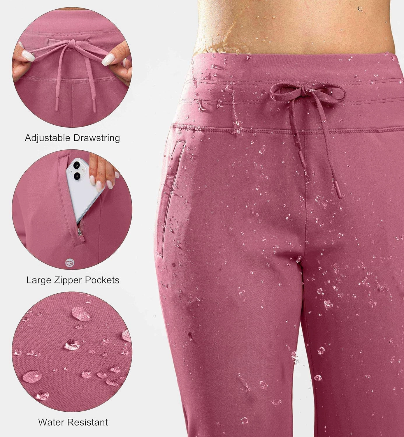 G Gradual Women's Fleece Lined Joggers High Waisted Water Resistant Thermal Winter Sweatpants Running Hiking Pockets