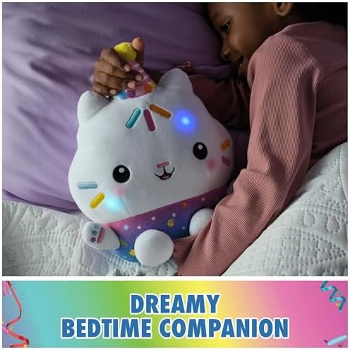 Gabby's Dollhouse Celebrations, Sprinkle Party Cakey Cat Plush, 10-Inch Interactive Stuffed Animal with Sounds, Kids Toys for Girls & Boys Ages 3 