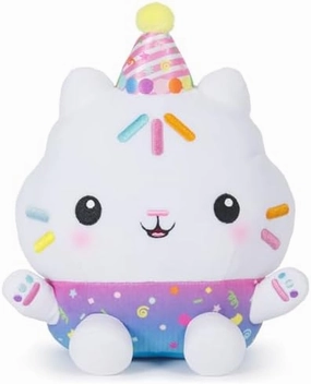 Gabby's Dollhouse Celebrations, Sprinkle Party Cakey Cat Plush, 10-Inch Interactive Stuffed Animal with Sounds, Kids Toys for Girls & Boys Ages 3 