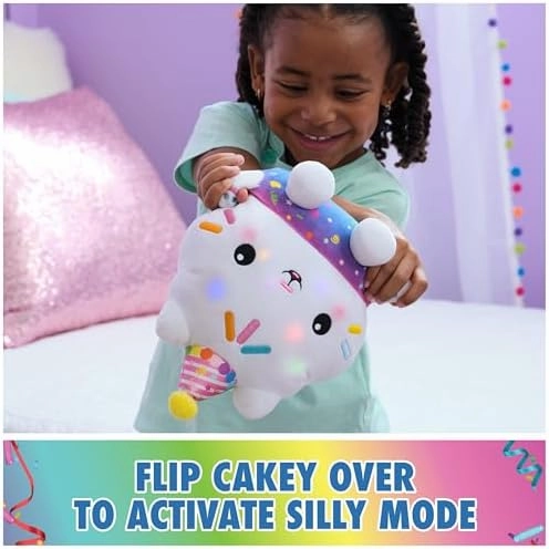 Gabby's Dollhouse Celebrations, Sprinkle Party Cakey Cat Plush, 10-Inch Interactive Stuffed Animal with Sounds, Kids Toys for Girls & Boys Ages 3 