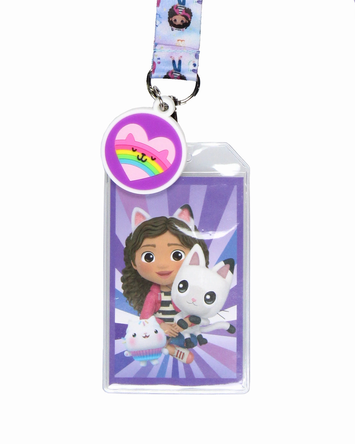 Gabby's Dollhouse Lanyard Badge Holder With Card and 2" Rubber Cat Pendant