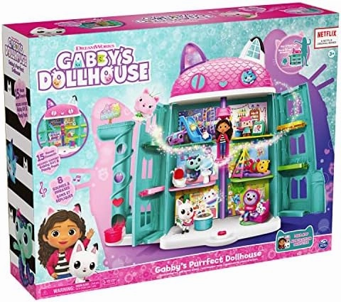 Gabby’s Dollhouse, Purrfect Dollhouse with 15 Pieces including Toy Figures, Furniture, Accessories and Sounds, Kids Toys for Ages 3 and up
