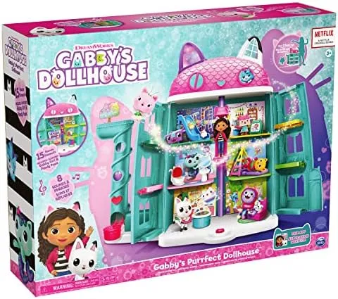 Gabby’s Dollhouse, Purrfect Dollhouse with 15 Pieces including Toy Figures, Furniture, Accessories and Sounds, Kids Toys for Ages 3 and up