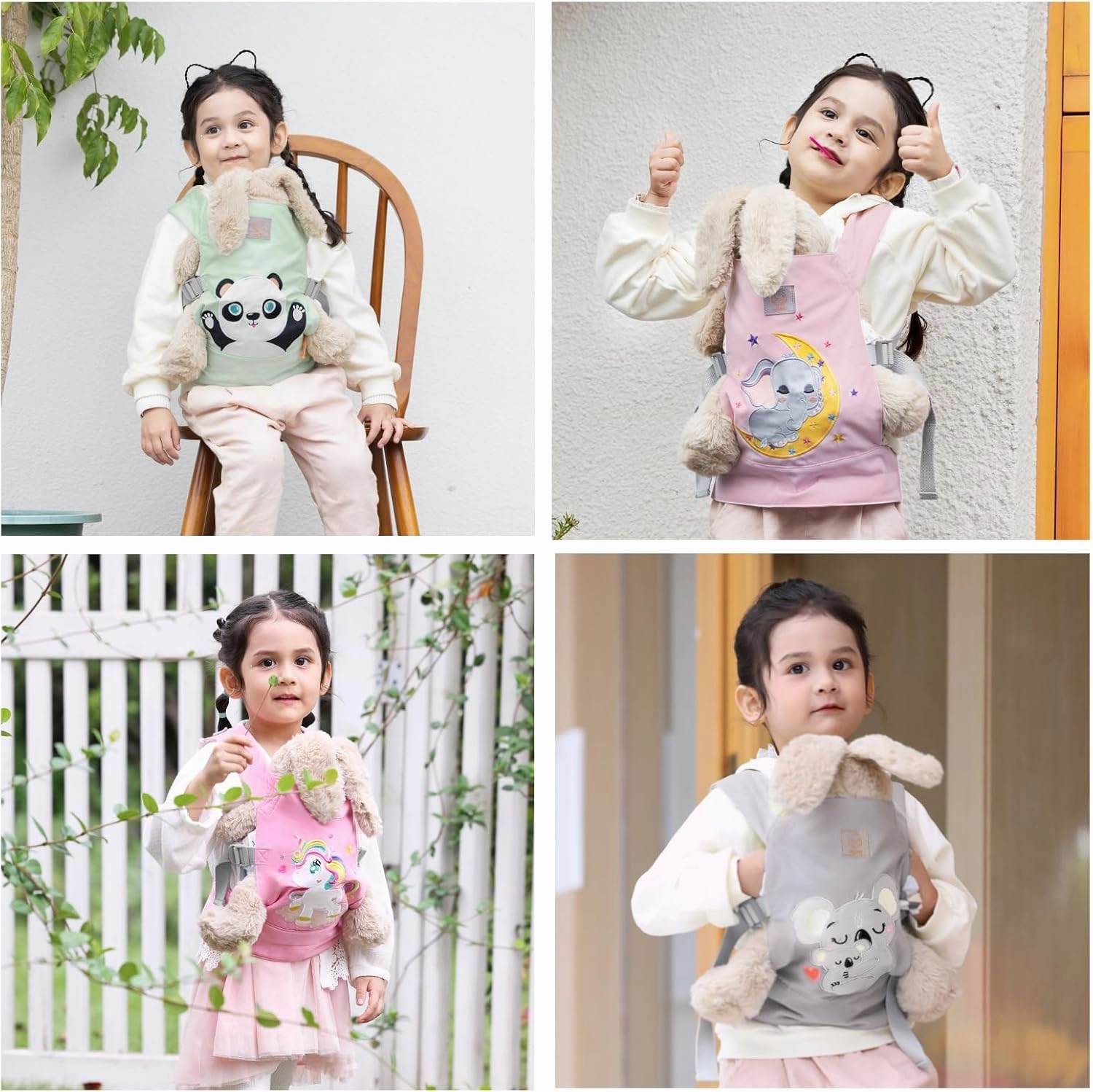 GAGAKU Doll Carrier for Kids Toy Baby Carrier Reborn Doll Carrier with Adjustable Straps for Stuffed Animal American Girl Doll Bitty Baby Doll Accessories - Gray - Embroidered Koala (GGKDC1705)