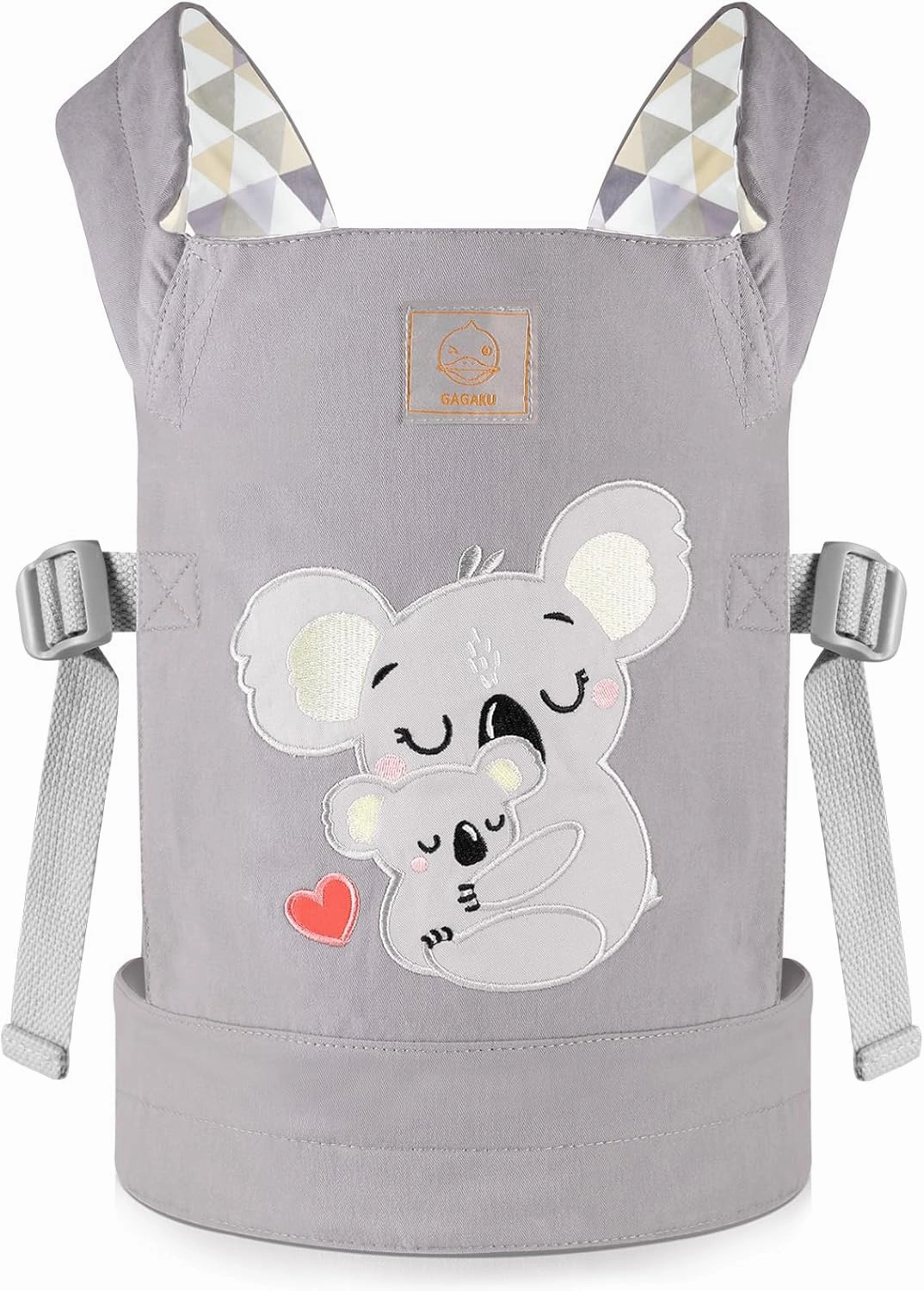 GAGAKU Doll Carrier for Kids Toy Baby Carrier Reborn Doll Carrier with Adjustable Straps for Stuffed Animal American Girl Doll Bitty Baby Doll Accessories - Gray - Embroidered Koala (GGKDC1705)