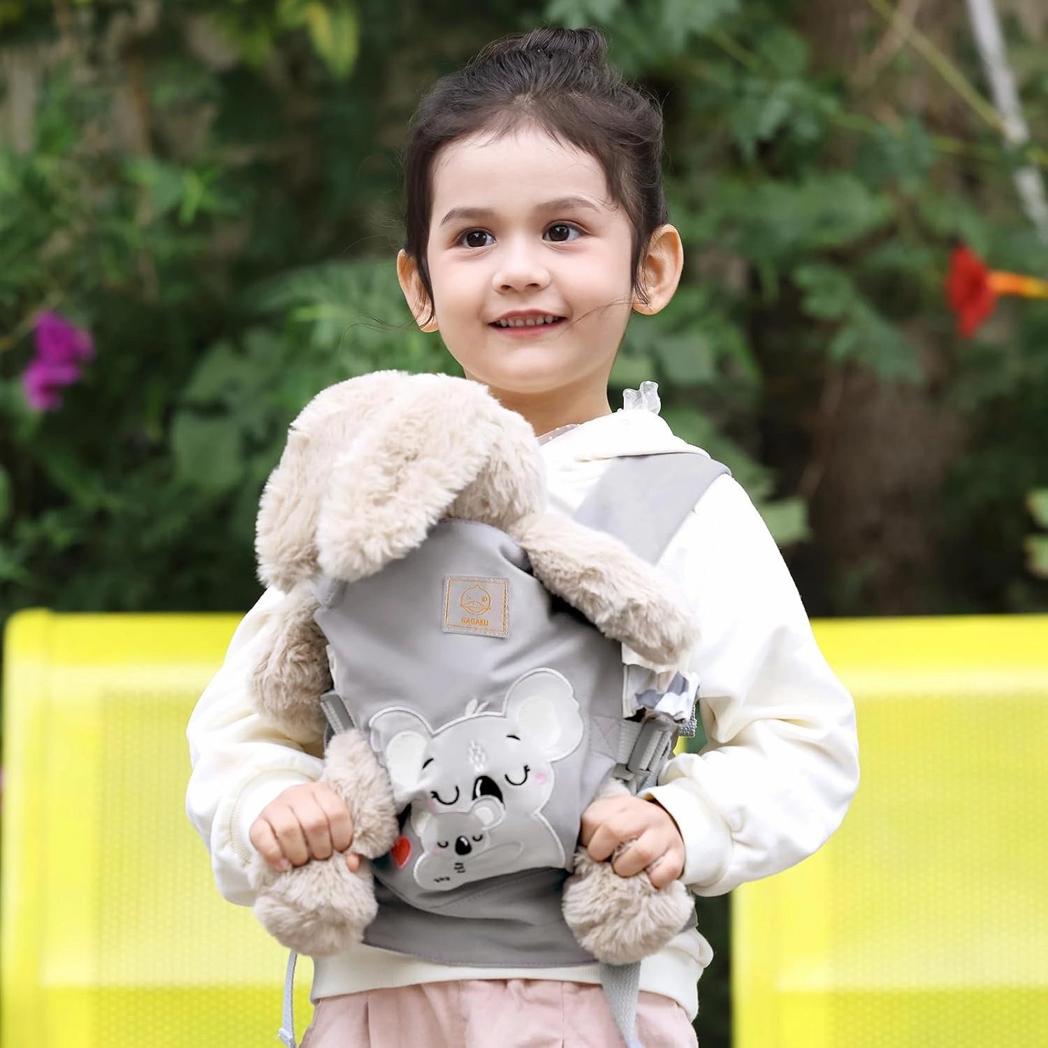GAGAKU Doll Carrier for Kids Toy Baby Carrier Reborn Doll Carrier with Adjustable Straps for Stuffed Animal American Girl Doll Bitty Baby Doll Accessories - Gray - Embroidered Koala (GGKDC1705)