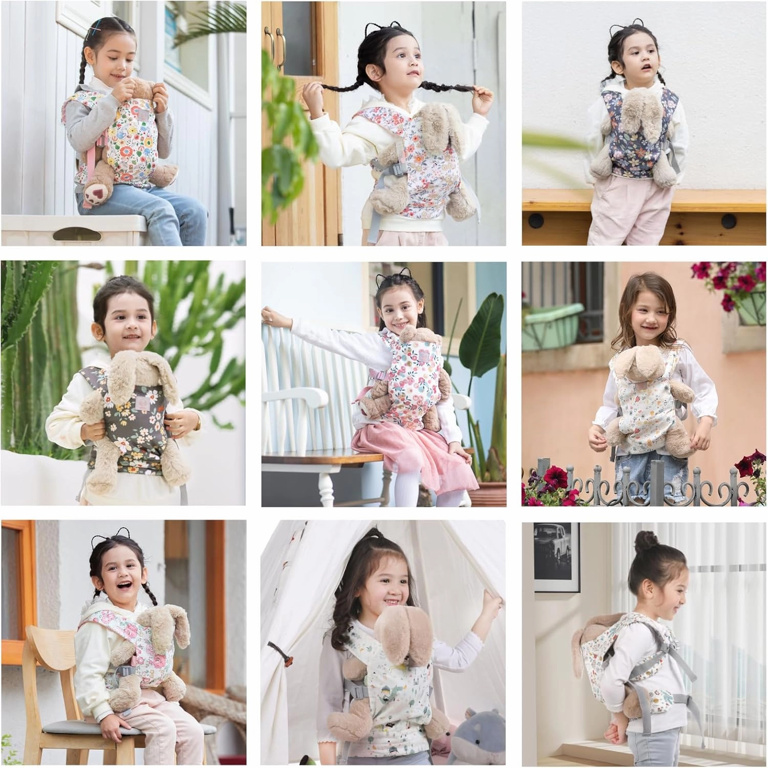 GAGAKU Kids Baby Carrier for Dolls American Girl Bitty Realistic Baby Dolls Stuffed Animal Carrier - Blue Flowers