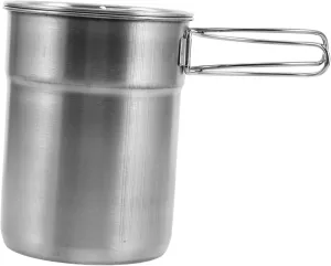 GALPADA 2pcs Insulated Stainless Steel Camping Cups with Folding Handles Reusable Travel Mugs for Beer and Water Portable Outdoor Drinking for Hiking and Picnics