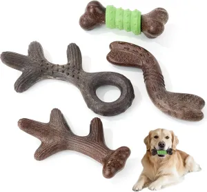 Gardner Pet Dog Chew Toys for Aggressive Chewers, Added Shredded Coconut Durable Nylon   TPR Interactive Dog Toys, Teething Toy for Medium/Large Breed, Bacon Flavor (4PCS, Bacon)