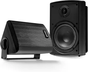 Gemini Sound GHSI-W650BT 6.5" Outdoor Bluetooth Speakers – Powered IP44 Waterproof Wall Mount Pair for Patios, Rust-Proof Aluminum Grills, Expandable to 16 Speakers, Immersive Hi-Fi Sound (Black)