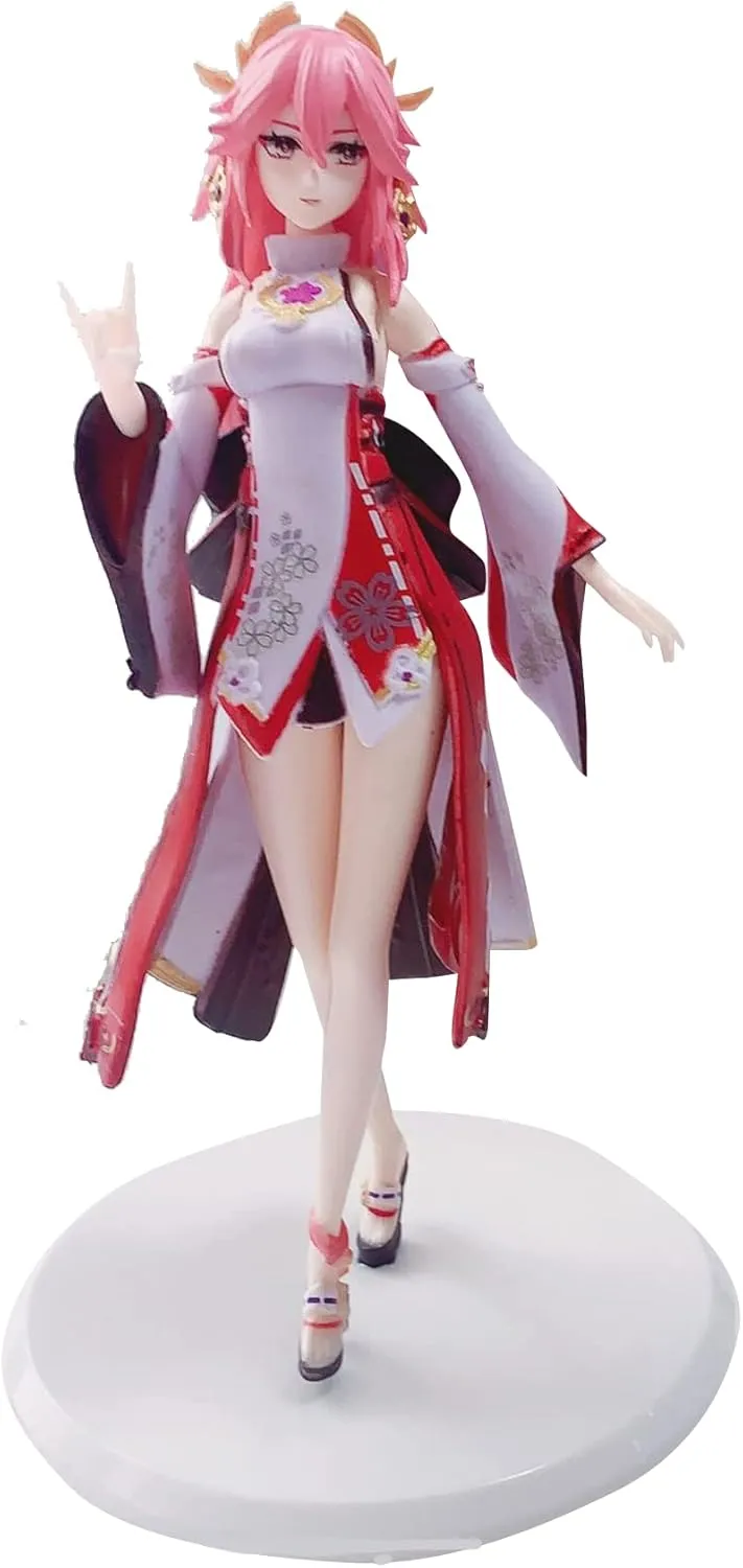 Genshin Impact Figure Aether Lumine Barbara Action Game Figurine Creative Gift Toy Figure 7.8 Inch Ornaments Exquisite (Yae Miko)