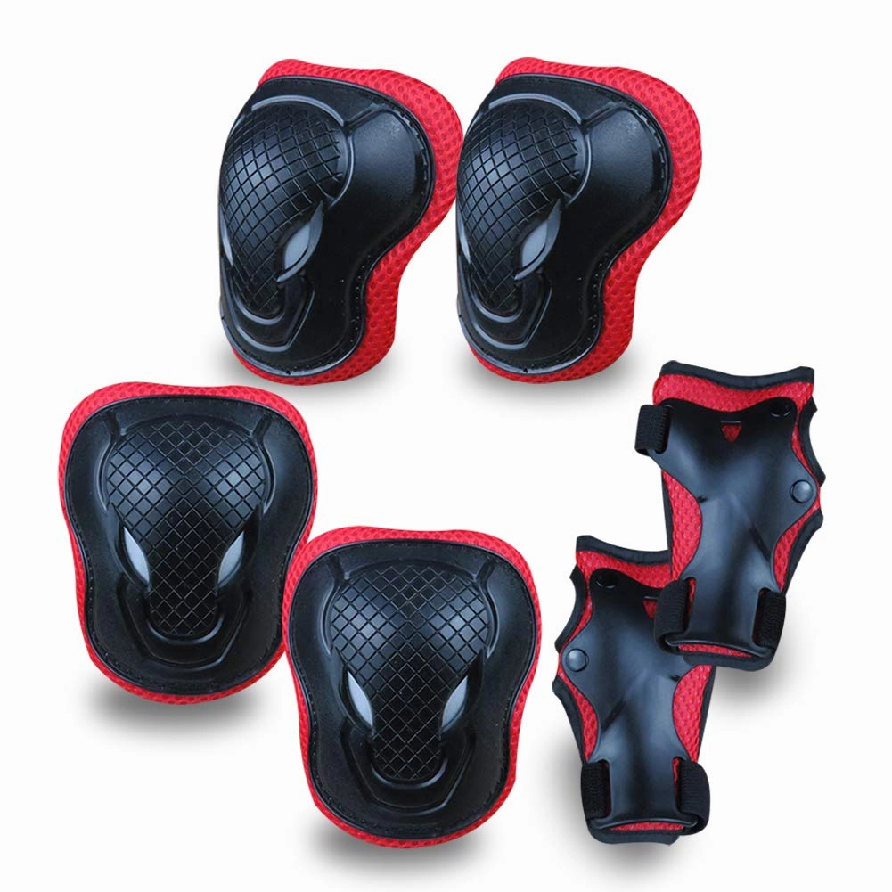 GEQID Kids Knee Pads and Elbow Pads Wrist Pad for Roller Skating Skate Protective Gear Rollerblade Bicycle Boys Youth 5-12 Years Old (red)