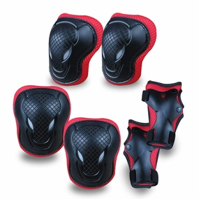 GEQID Kids Knee Pads and Elbow Pads Wrist Pad for Roller Skating Skate Protective Gear Rollerblade Bicycle Boys Youth 5-12 Years Old (red)