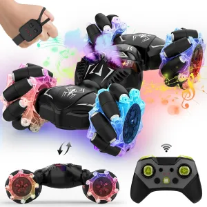Gesture RC Cars, Hand Controlled Stunt Car Toys for 6-12 yr Boys Girls, 2.4GHz Gesture Sensor Remote Control Cars, 4WD Double Sided RC Twist Car with Light Music for Kids Birthday Xmas Gift