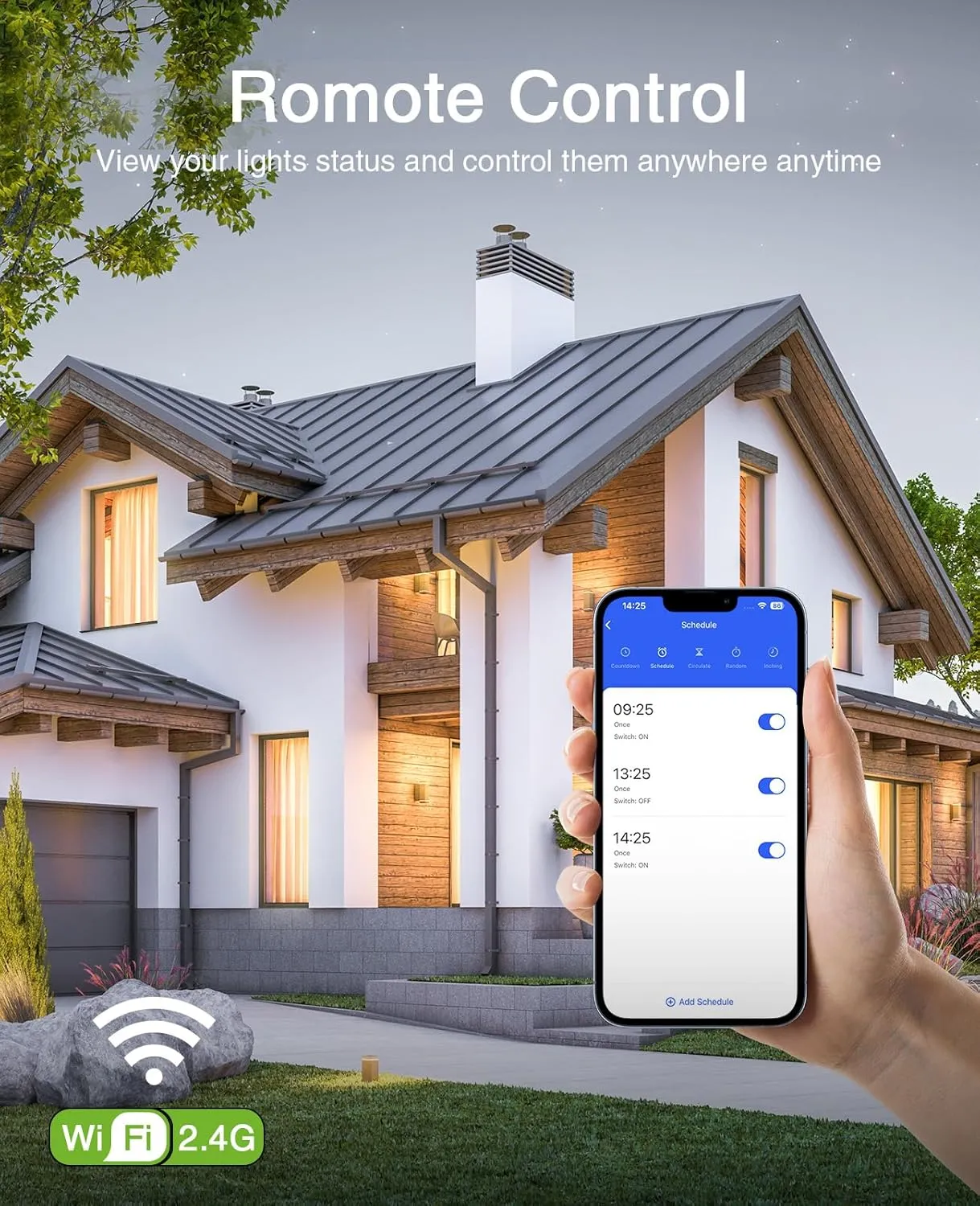 GHome Smart Switch,Smart Wi-Fi Light Switch Compatible with Alexa and Google Assistant 2.4Ghz, Single-Pole,Neutral Wire Required,UL Certified,Remote/Voice Control, No Hub Required (4 Pack)