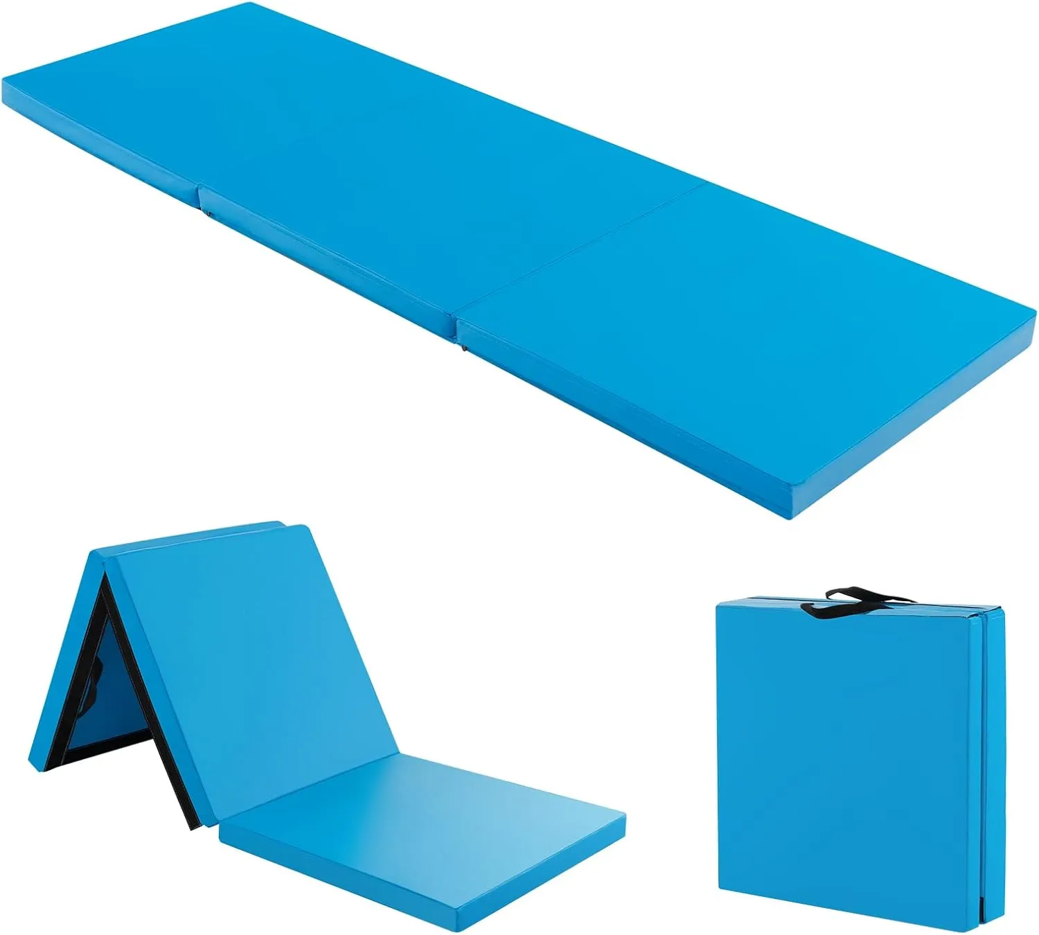 Giantex 6'x 2' Gymnastics Mat, 2" Thick Folding Tumbling Mat with Hook and Loop Fastener, Foldable Gym Mat with Carrying Handles, Cheer Mats for Kids Adults Home Exercise Aerobics Fitness