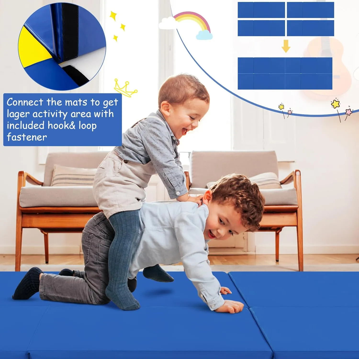 Giantex 6'x 2' Gymnastics Mat, 2" Thick Folding Tumbling Mat with Hook and Loop Fastener, Foldable Gym Mat with Carrying Handles, Cheer Mats for Kids Adults Home Exercise Aerobics Fitness