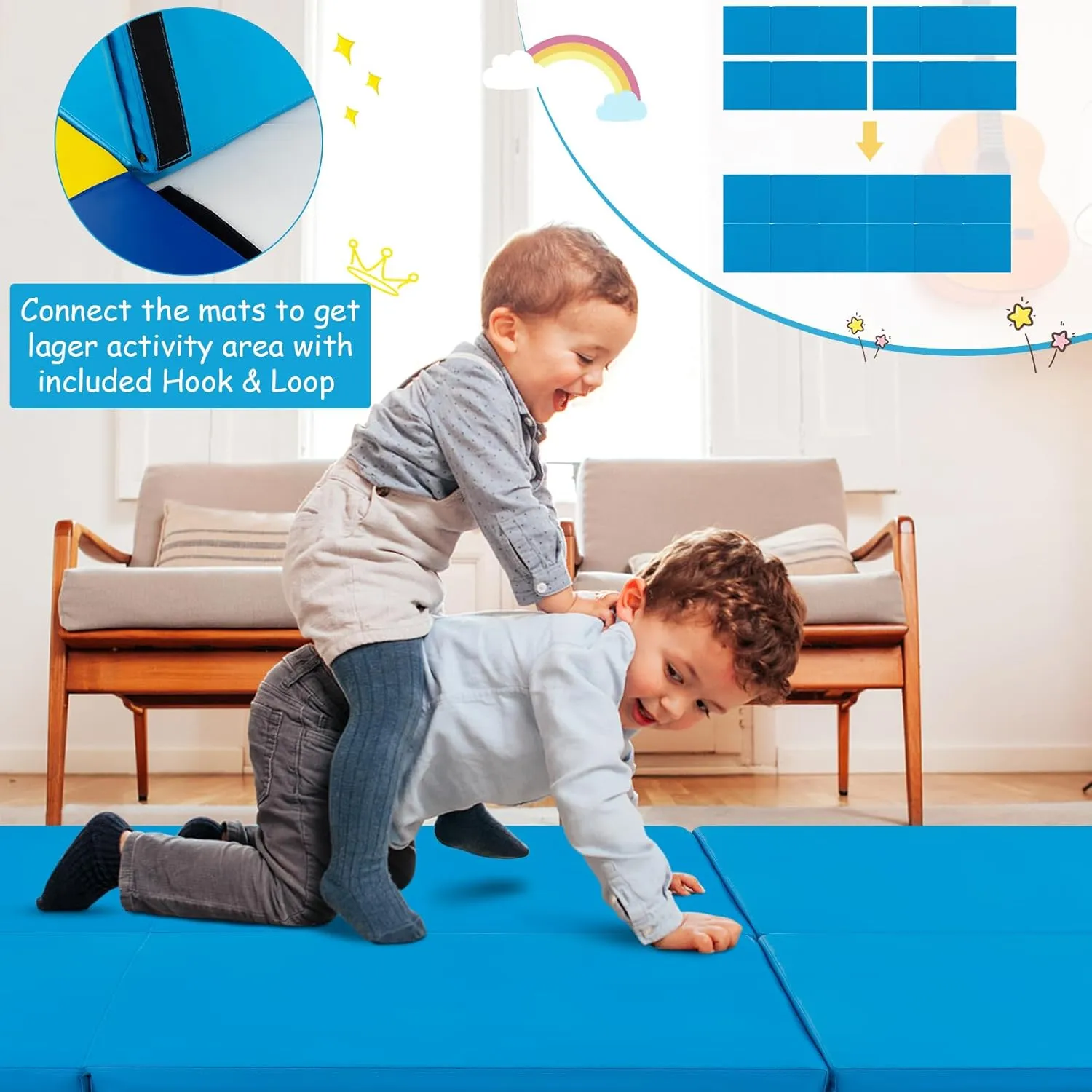Giantex 6'x 2' Gymnastics Mat, 2" Thick Folding Tumbling Mat with Hook and Loop Fastener, Foldable Gym Mat with Carrying Handles, Cheer Mats for Kids Adults Home Exercise Aerobics Fitness