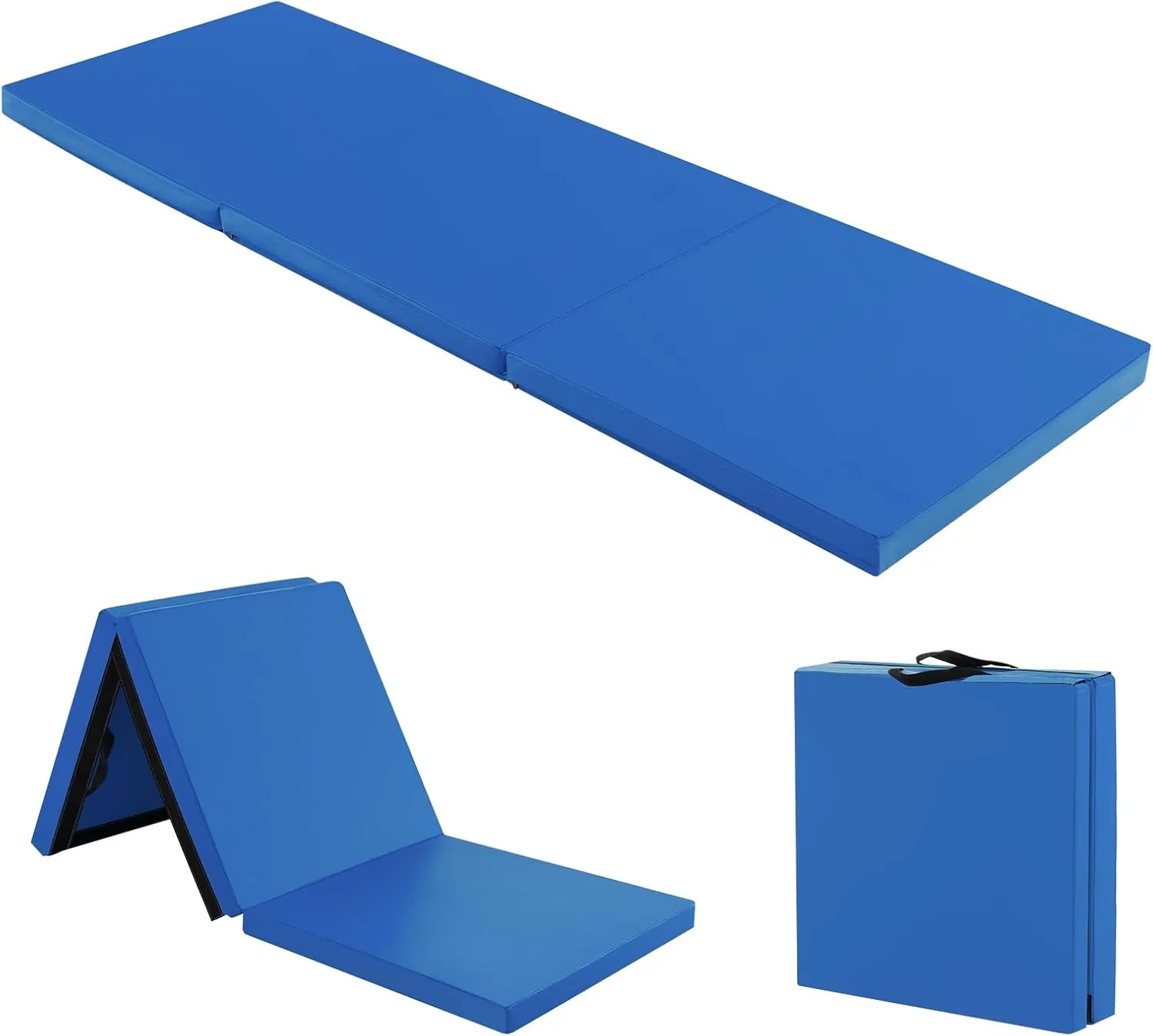 Giantex 6'x 2' Gymnastics Mat, 2" Thick Folding Tumbling Mat with Hook and Loop Fastener, Foldable Gym Mat with Carrying Handles, Cheer Mats for Kids Adults Home Exercise Aerobics Fitness