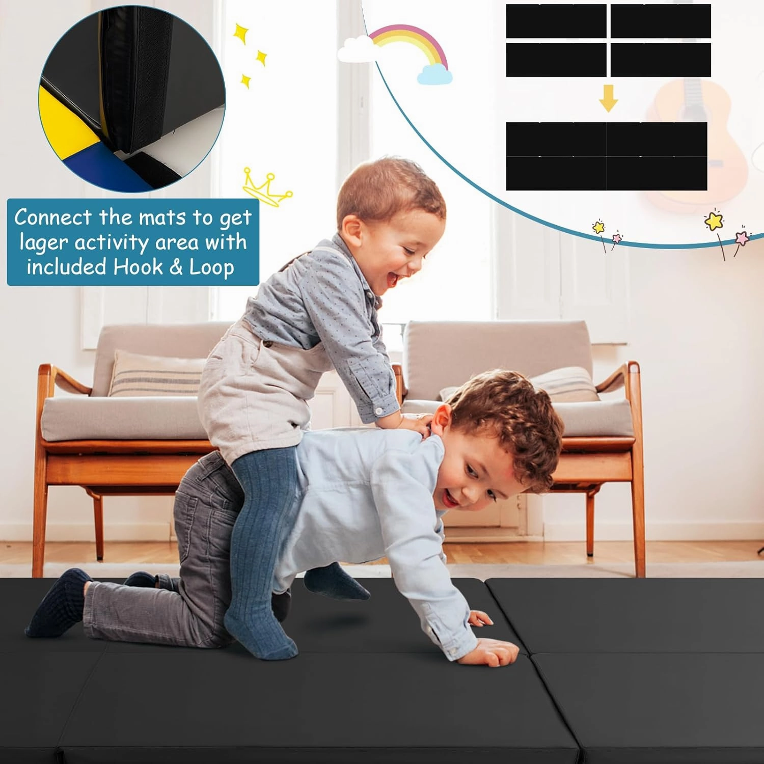 Giantex 6'x 2' Gymnastics Mat, 2" Thick Folding Tumbling Mat with Hook and Loop Fastener, Foldable Gym Mat with Carrying Handles, Cheer Mats for Kids Adults Home Exercise Aerobics Fitness