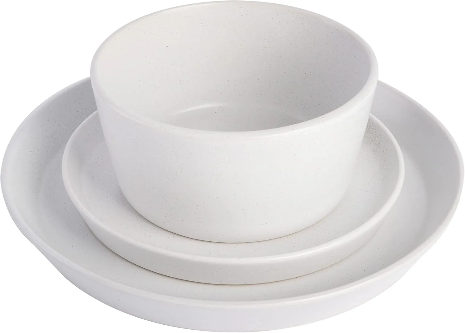 Gibson Soho Lounge Sofia Coupe Stoneware Dinnerware Set, Service for 4 (12pcs), White w/Speckle