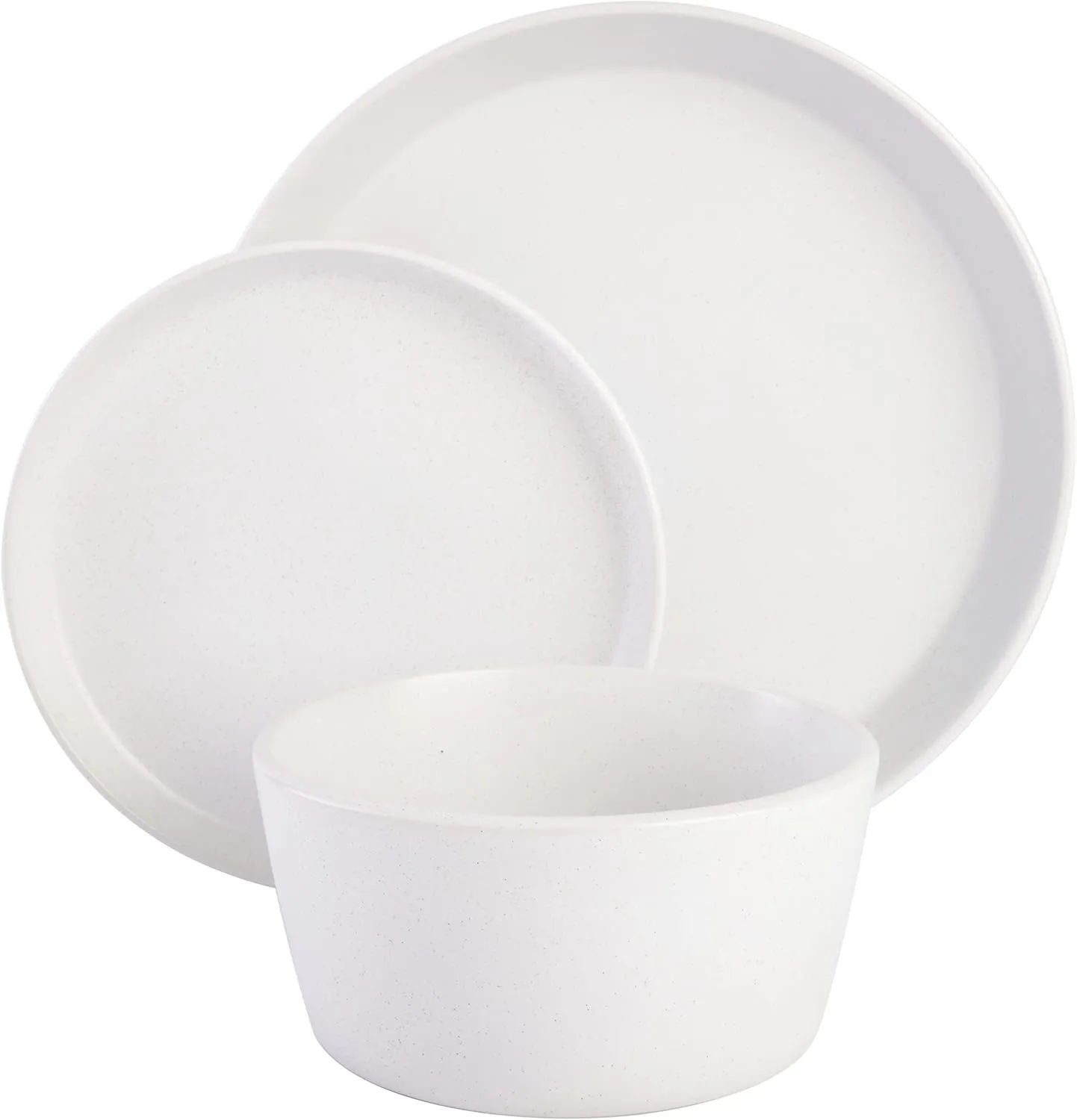 Gibson Soho Lounge Sofia Coupe Stoneware Dinnerware Set, Service for 4 (12pcs), White w/Speckle