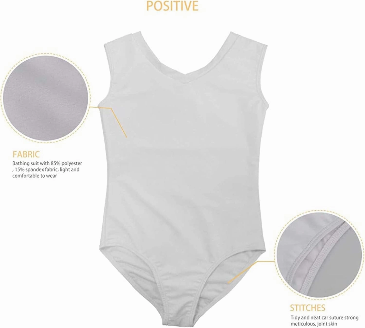 Girl's One-Piece Bathing Suit Sleeveless Swimwear V Neck Gymnastics Dancing Leotards 3-14Y