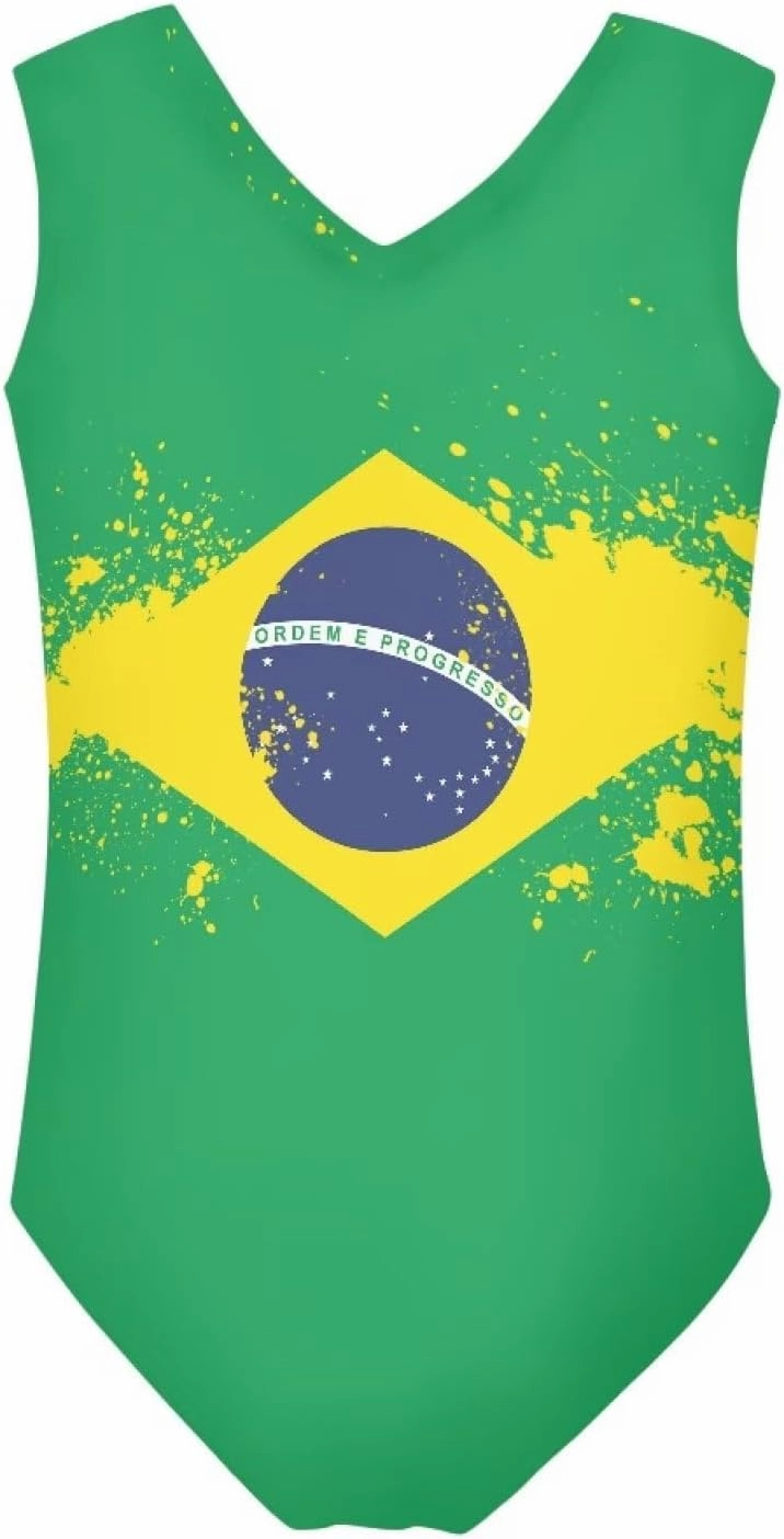 Girl's One-Piece Bathing Suit Sleeveless Swimwear V Neck Gymnastics Dancing Leotards 3-14Y