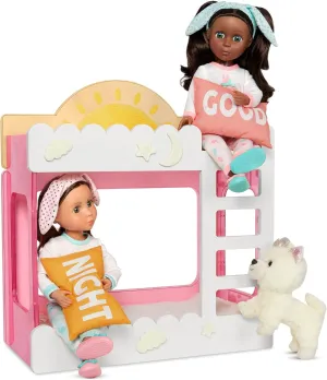 Glitter Girls – Comfy Clouds Bunk Bed – Doll House Furniture & Accessories – Beds, Pillows, & Blankets – Glowi in The Dark Decals – Gift Toy for Kids 3 