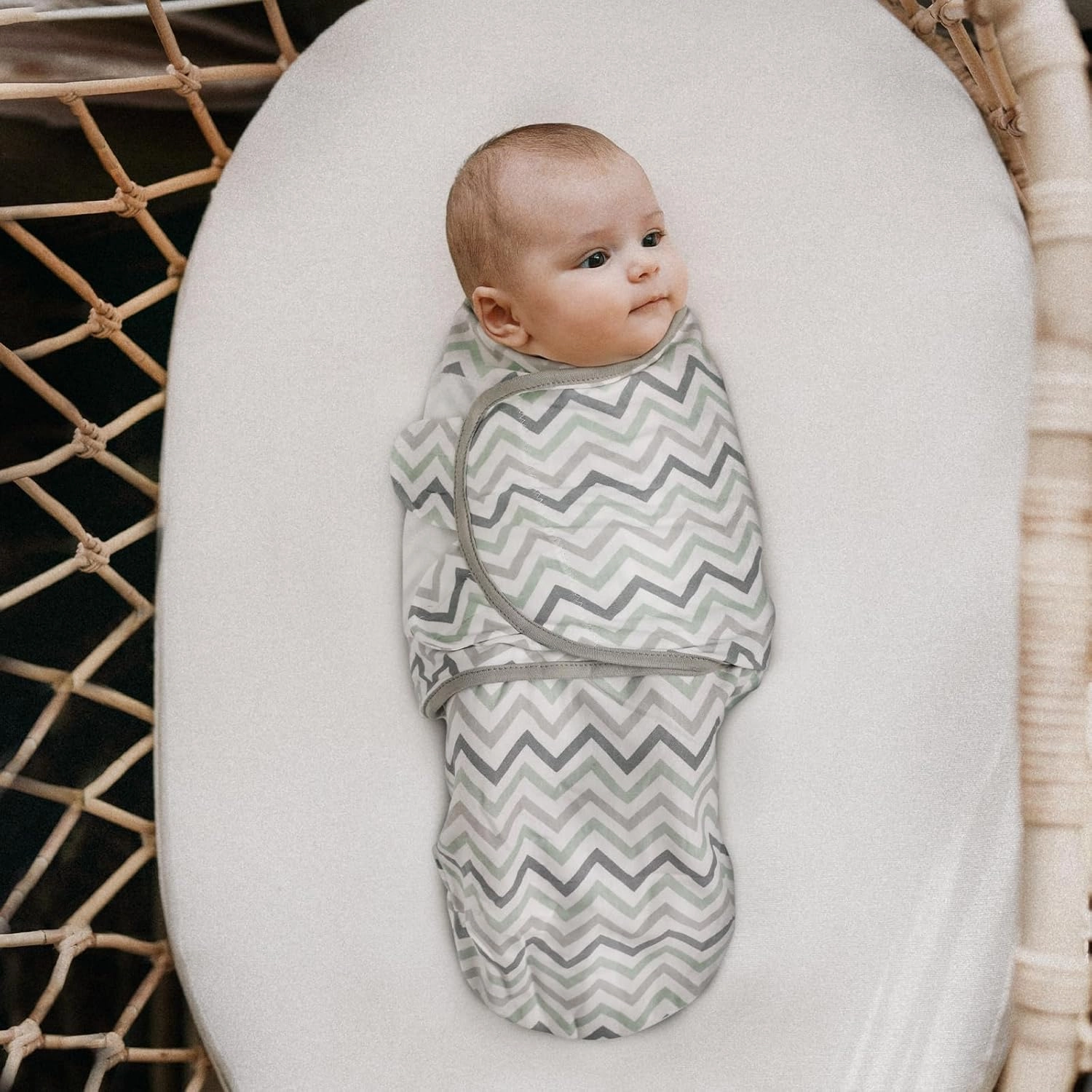 GLLQUEN BABY Organic Swaddle Sleep Sacks for Newborn - Baby Swaddles 0-3 Months, 3-Pack Newborn Swaddling Sack, Gray Stripe & Animal World, Baby Swaddle Blanket Wrap (Small/Medium)