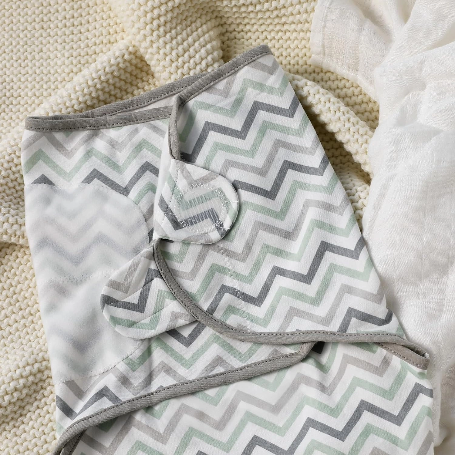 GLLQUEN BABY Organic Swaddle Sleep Sacks for Newborn - Baby Swaddles 0-3 Months, 3-Pack Newborn Swaddling Sack, Gray Stripe & Animal World, Baby Swaddle Blanket Wrap (Small/Medium)