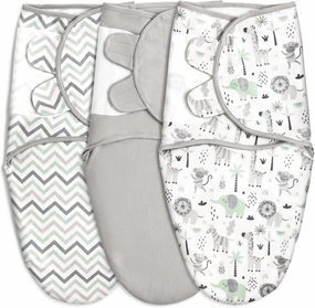 GLLQUEN BABY Organic Swaddle Sleep Sacks for Newborn - Baby Swaddles 0-3 Months, 3-Pack Newborn Swaddling Sack, Gray Stripe & Animal World, Baby Swaddle Blanket Wrap (Small/Medium)
