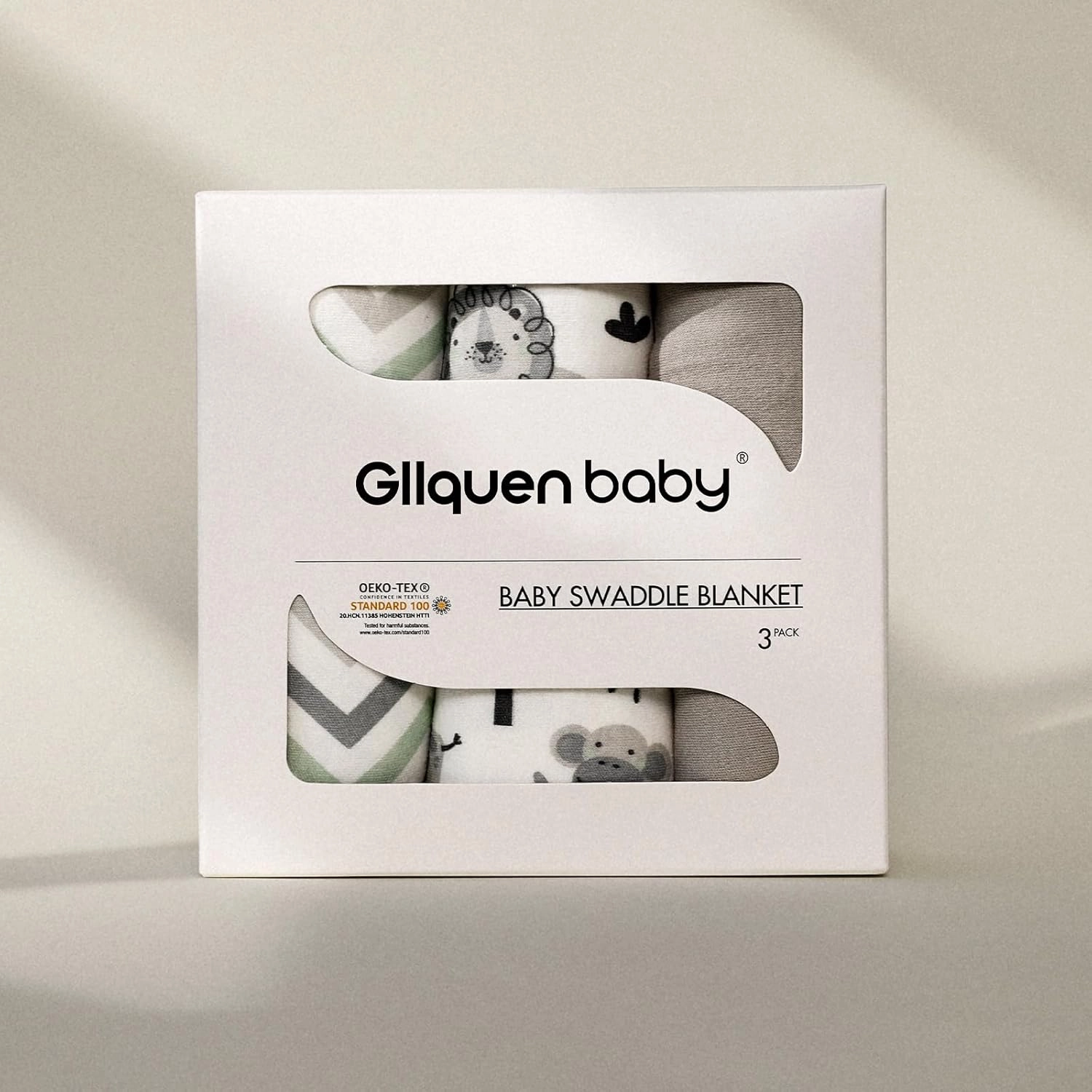 GLLQUEN BABY Organic Swaddle Sleep Sacks for Newborn - Baby Swaddles 0-3 Months, 3-Pack Newborn Swaddling Sack, Gray Stripe & Animal World, Baby Swaddle Blanket Wrap (Small/Medium)