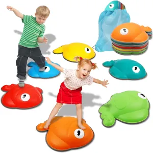 Goldfish Balance Stepping Stones for Kids, 6PC Non-Slip Jumping Steps Stones, Toddler Obstacle Course Game Promote Coordination, Indoor Outdoor Sensory Toys for Boys Girls Ages 3 4 5 6 7 8