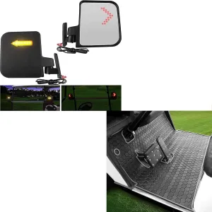 Golf Cart Side Mirrors with LED Turn Signal Light   EZGO TXT Golf Cart Floor Mat Upgraded Full Coverage Liner Easy To Install