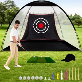 Golf Practice Nets with Real Balls/Turf Mat/Tees/Hat/Target/Bag: 10x7ft 12x7ft Gift for Mens Golf Lovers Hitting Driving Chipping Net - Indoor Outdoor Garage Using